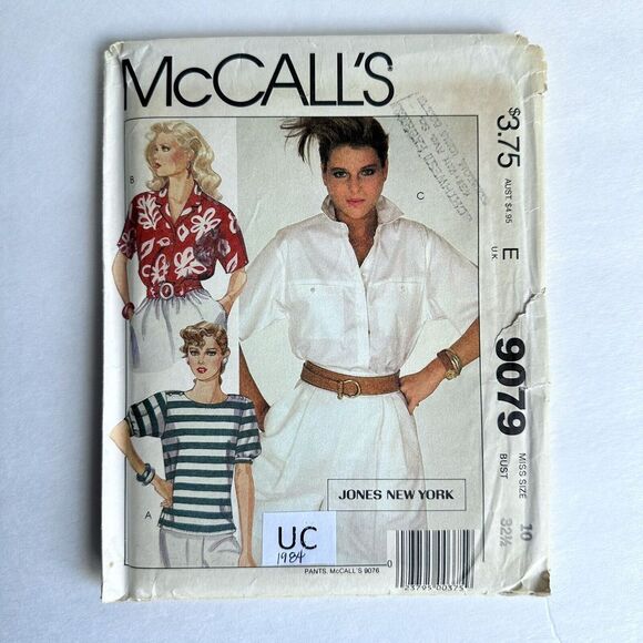 Vintage 80s McCalls 9079 Misses Blouse Jones New York Pattern Size 10 UNCUT - Picture 1 of 2